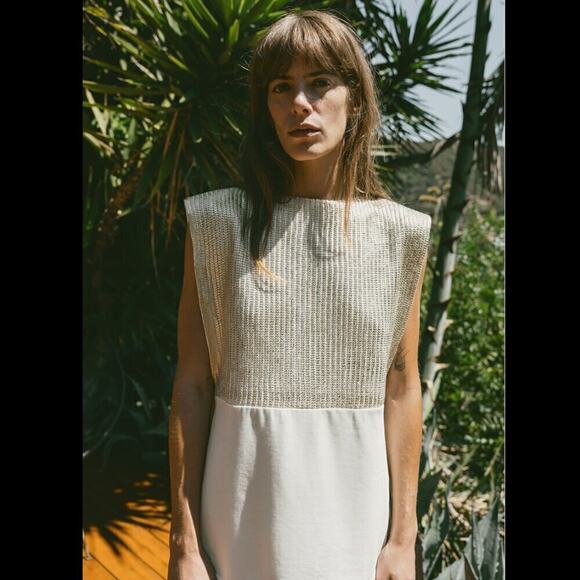 ✨ ZARA Metallic Open-Side Vest NWT | Ecru Cotton Blend Adjustable Tie M - Picture 8 of 15